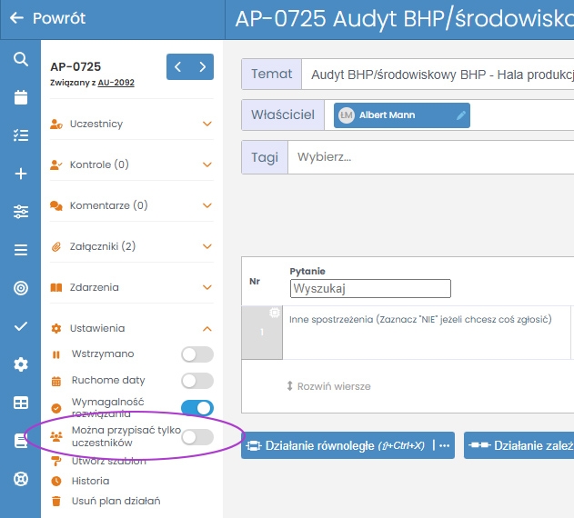 assign participants only