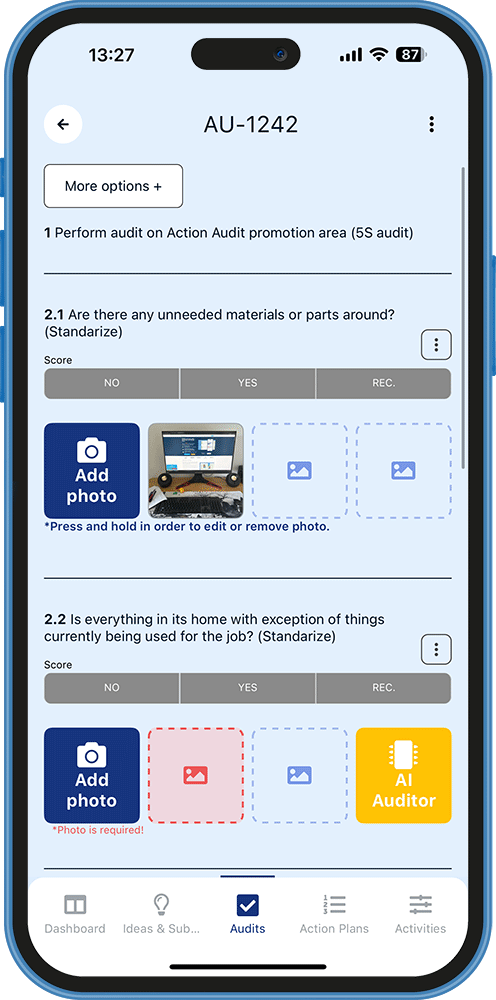 Analyze photos for non-conformities