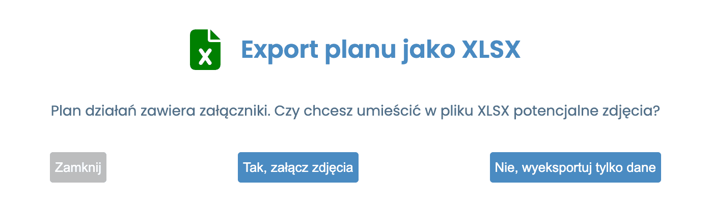 Okno potwierdzenia eksportu