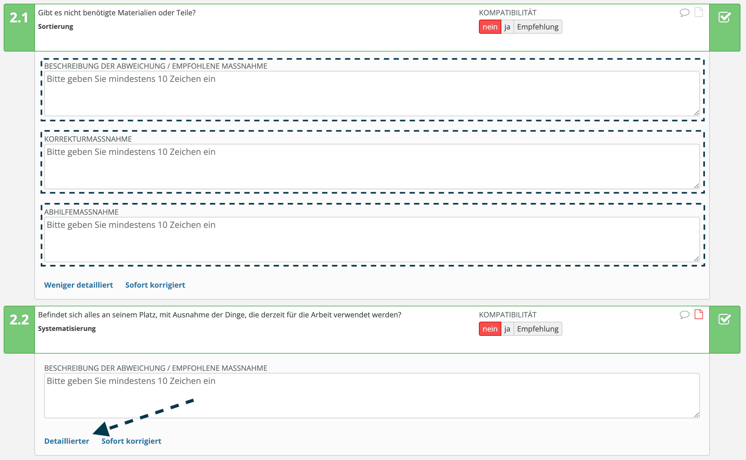 Eine detailliertere Aufschlüsselung der Nichteinhaltung der Vorschriften im WWW