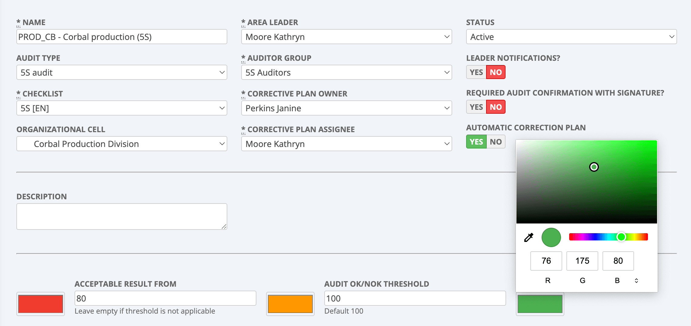 audit result