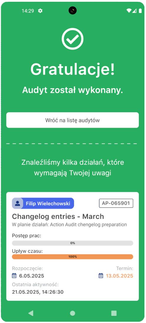 ekkran sukcesu audytu z podpowiedziami