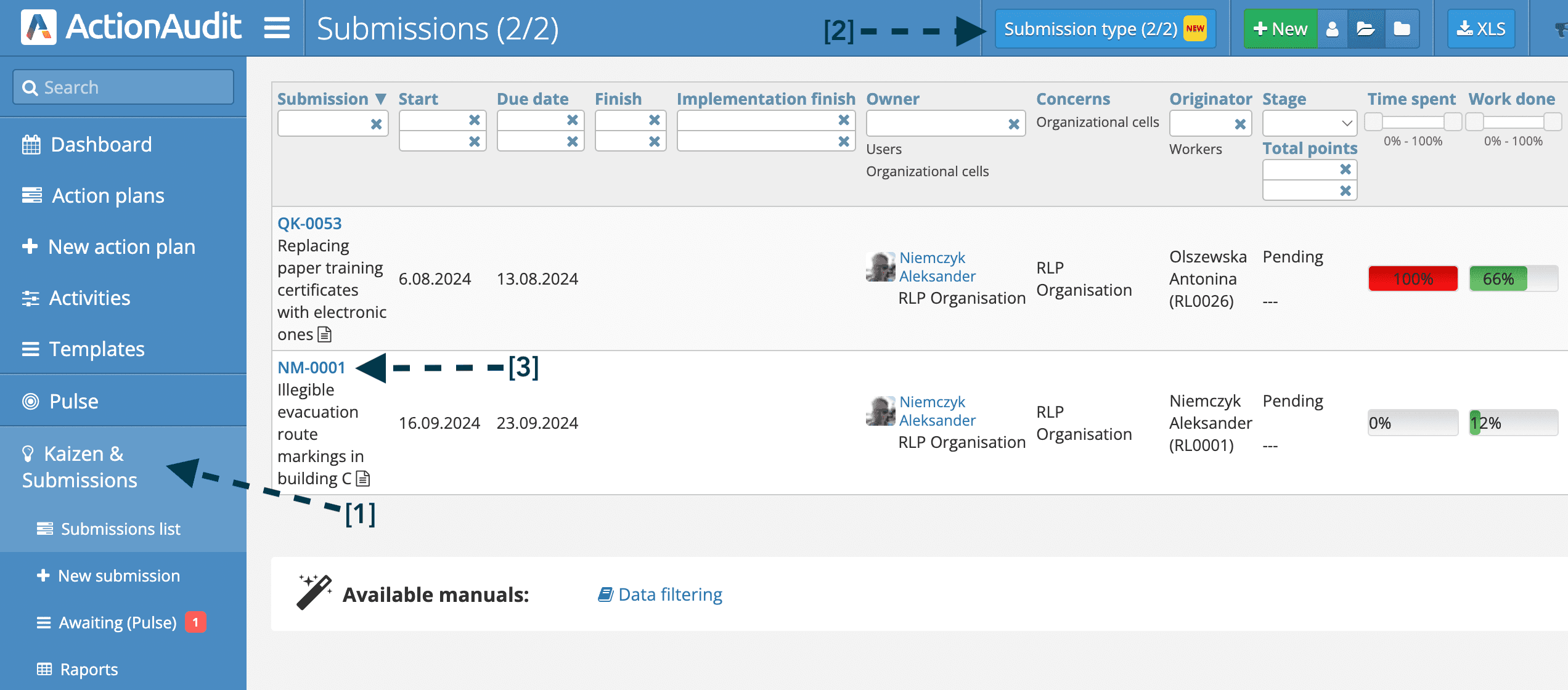 Changes in the Submissions Module