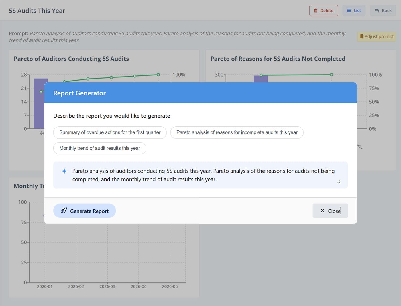 AI-generated Action Audit report