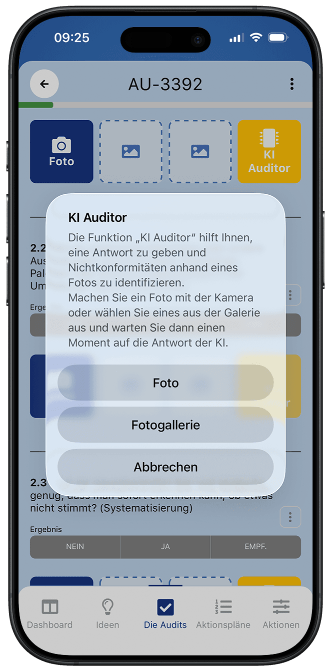Vorschau der KI-gestützten Audit-Anleitung
