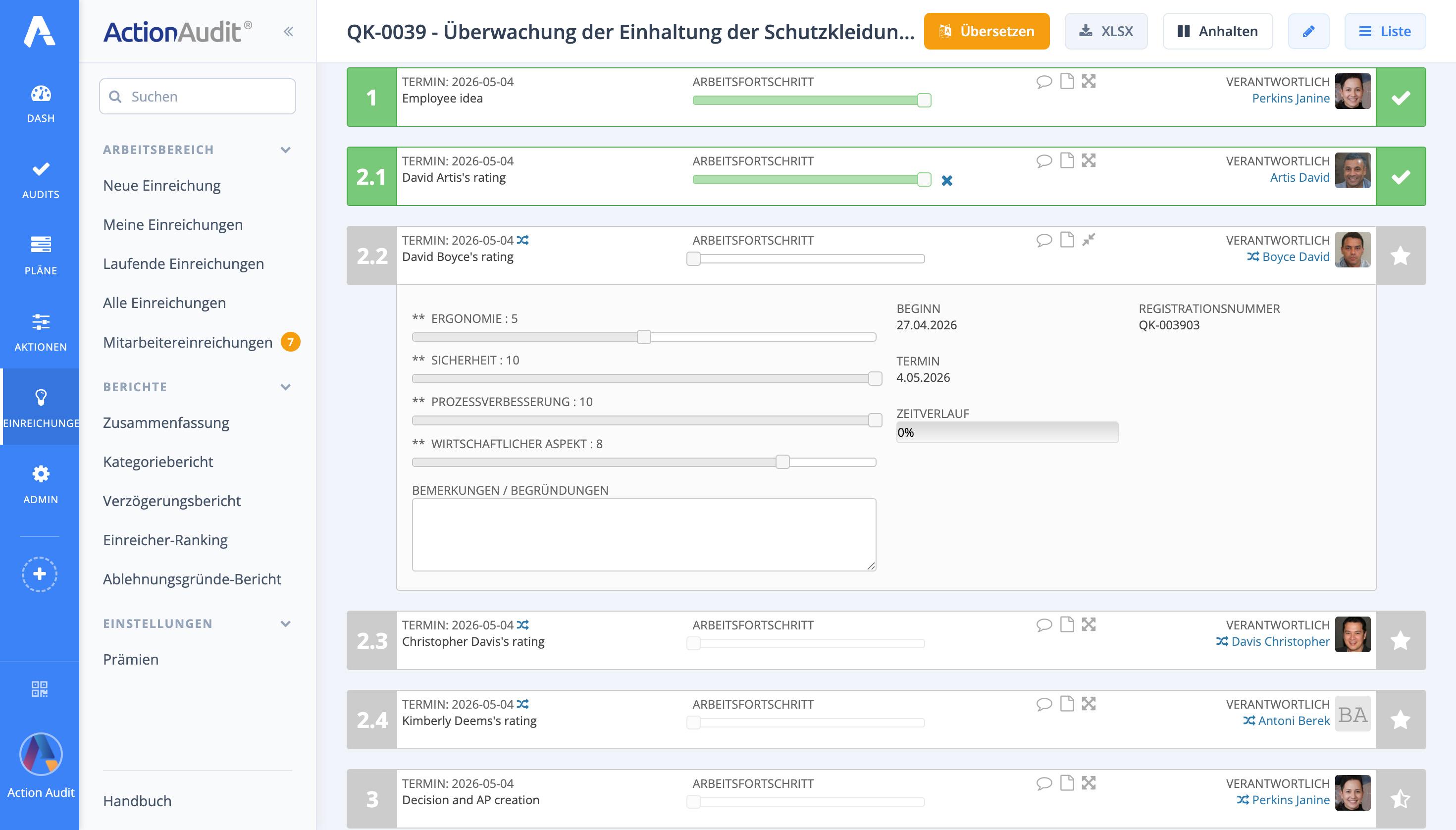 Vorschau des Mitarbeiter-Feedbacks