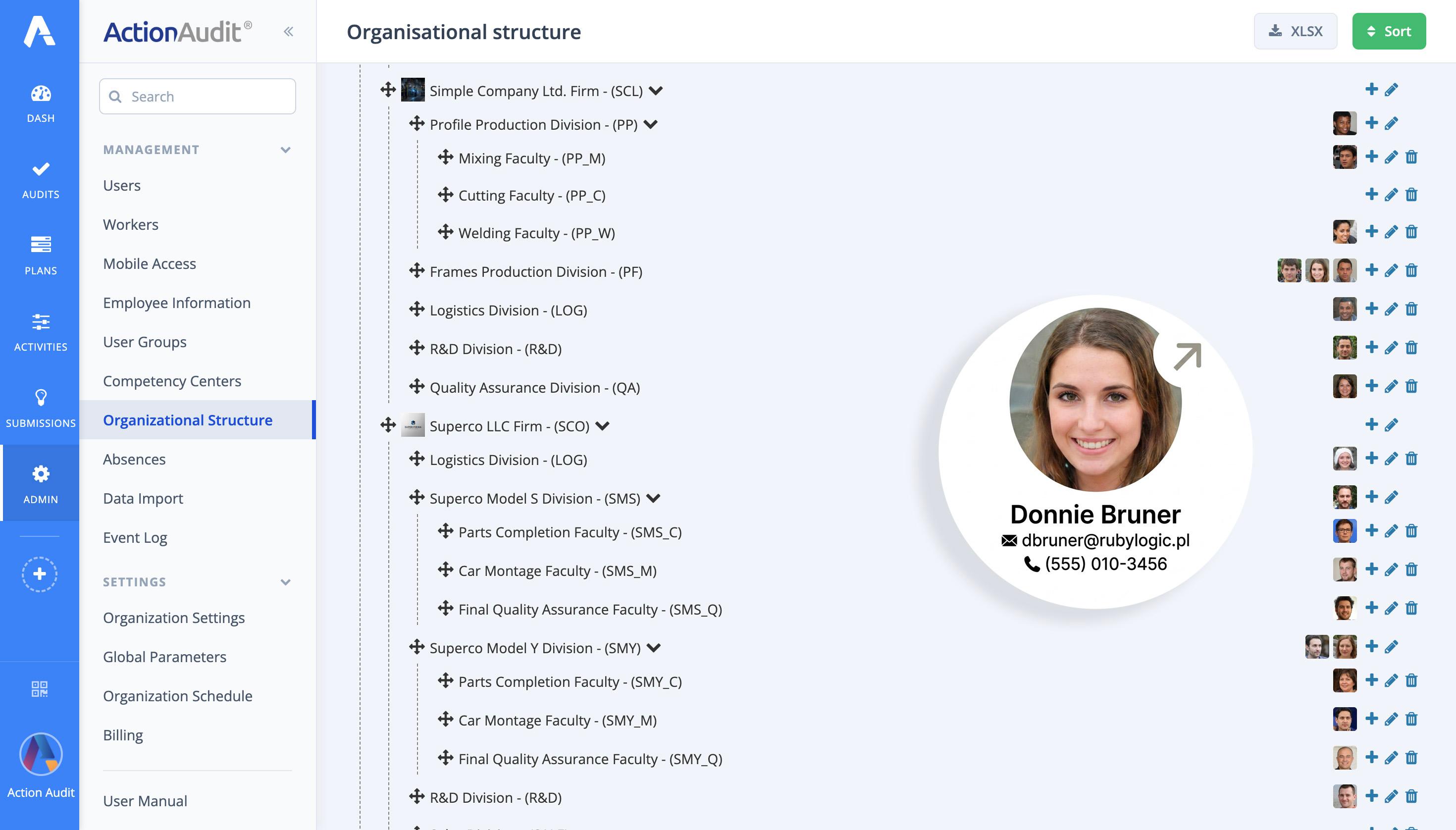 Organizational structure preview