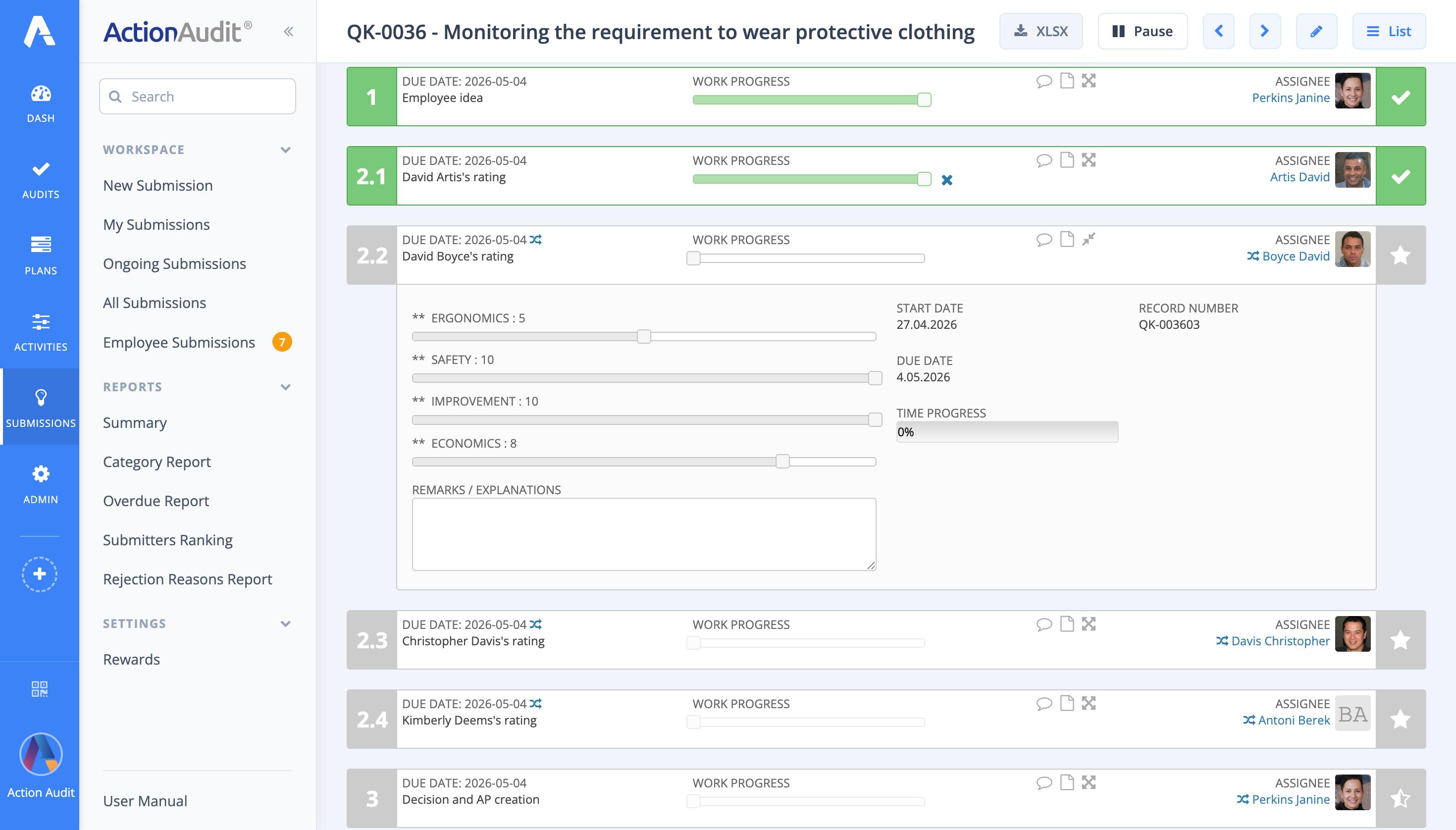 Employee feedback preview