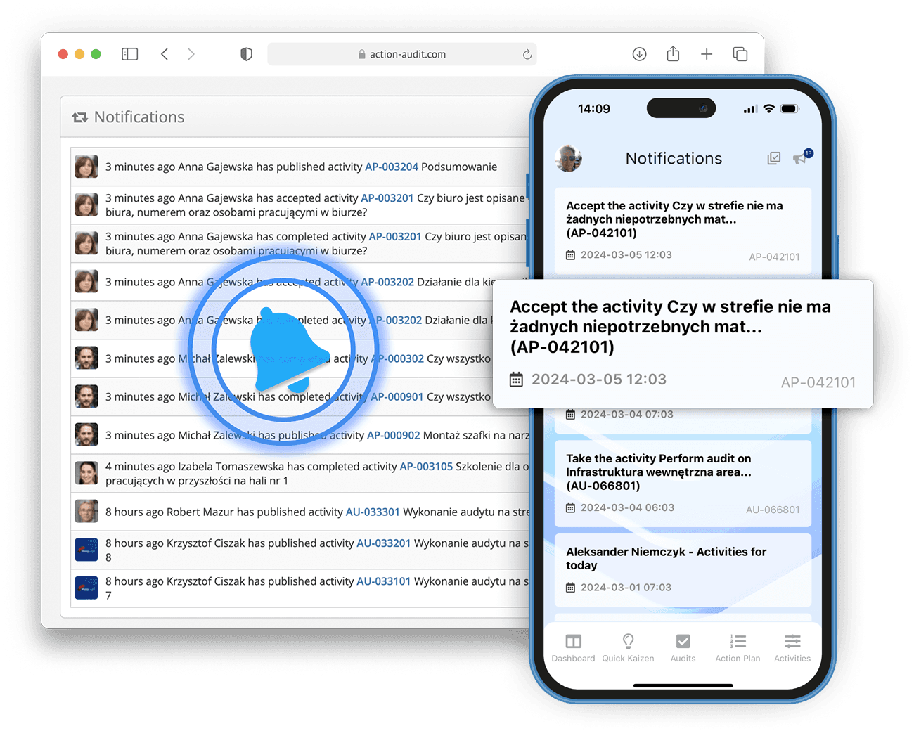 Audit view in Action Plan Pulse