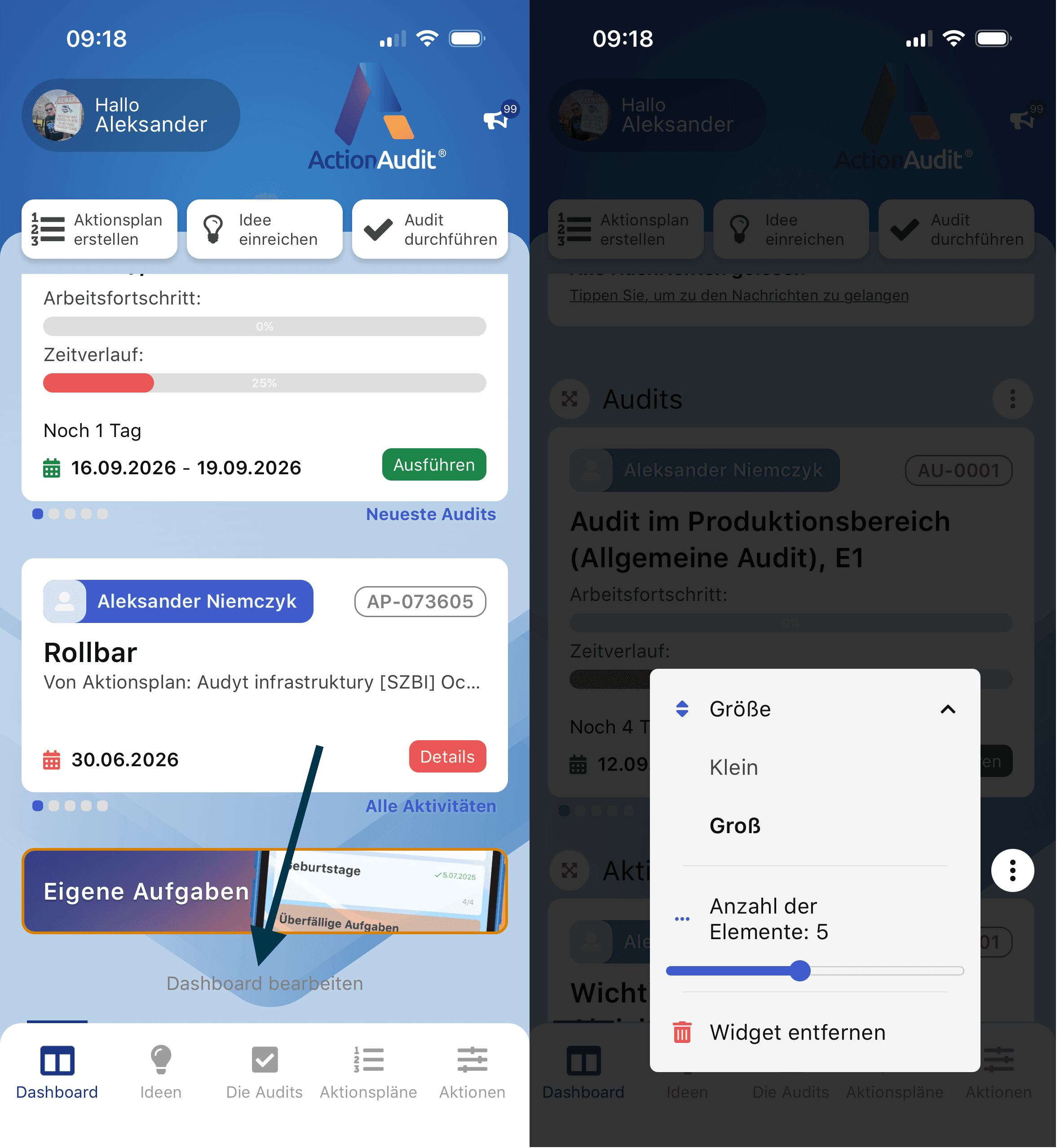 Konfigurierbares Dashboard