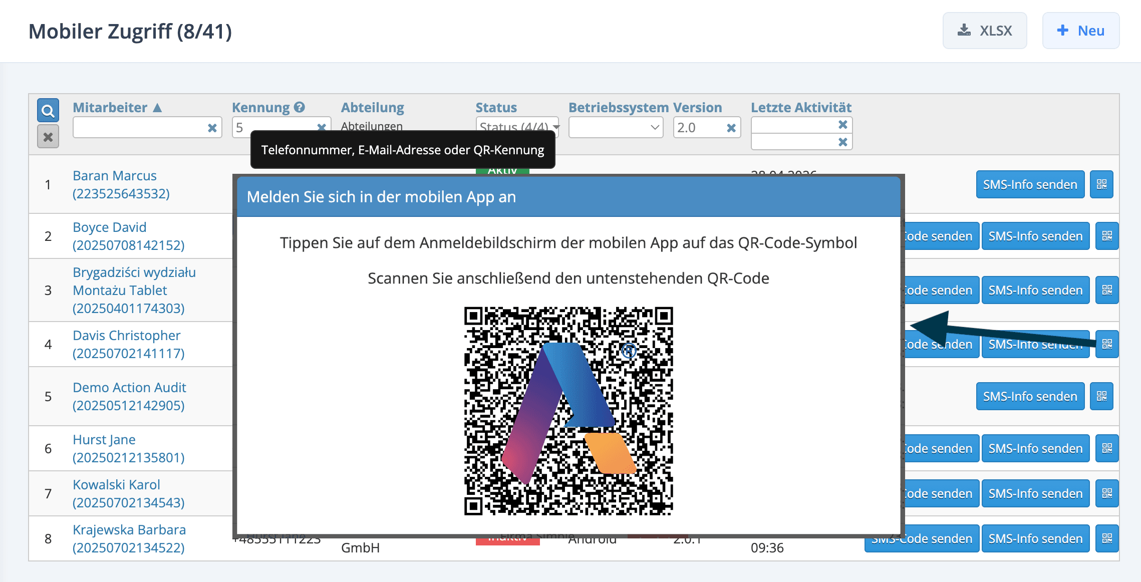 QR-Code-Anmeldung