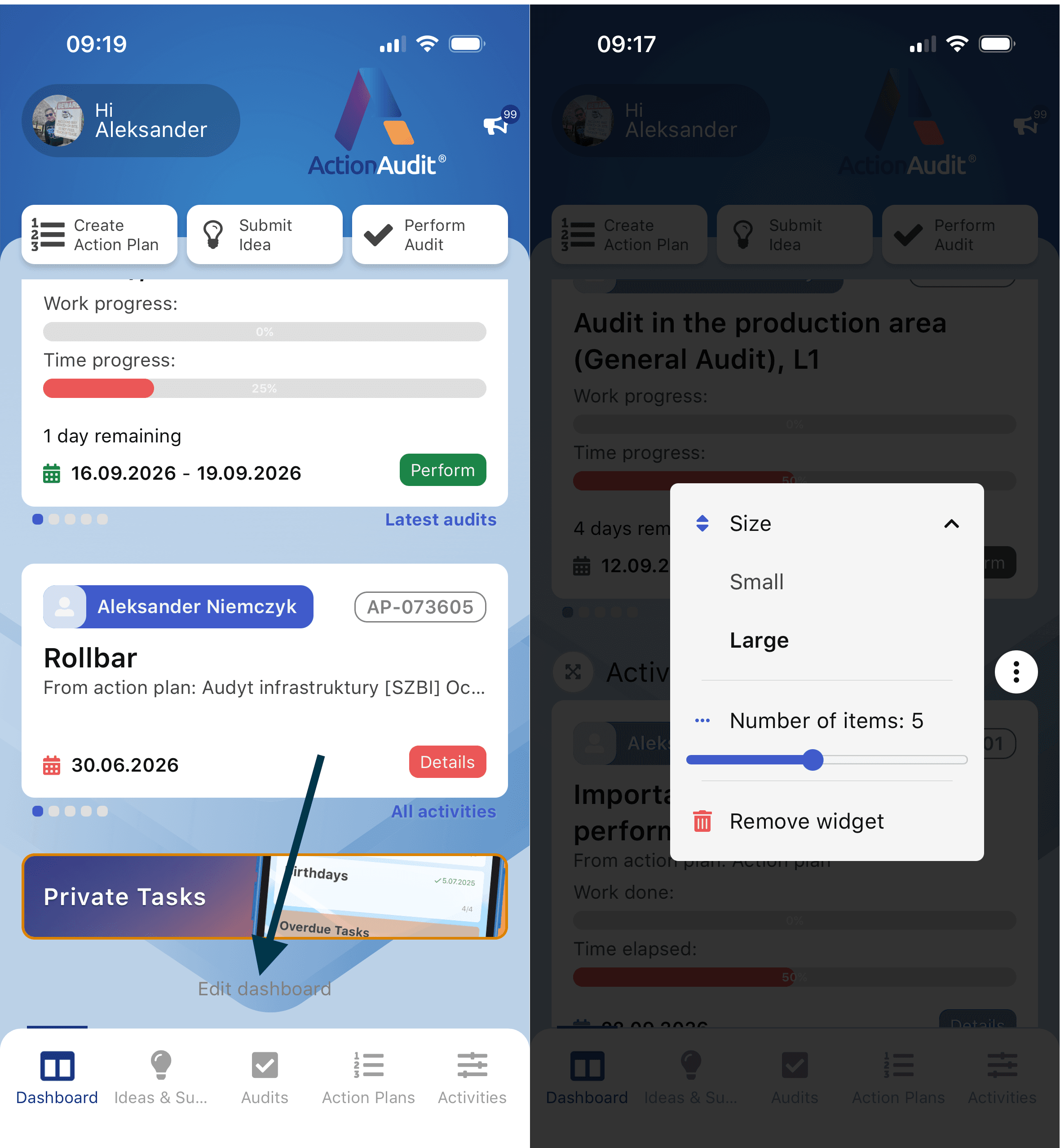 Configurable dashboard