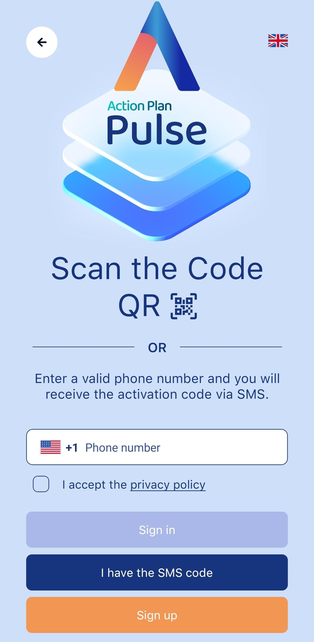 Login screen