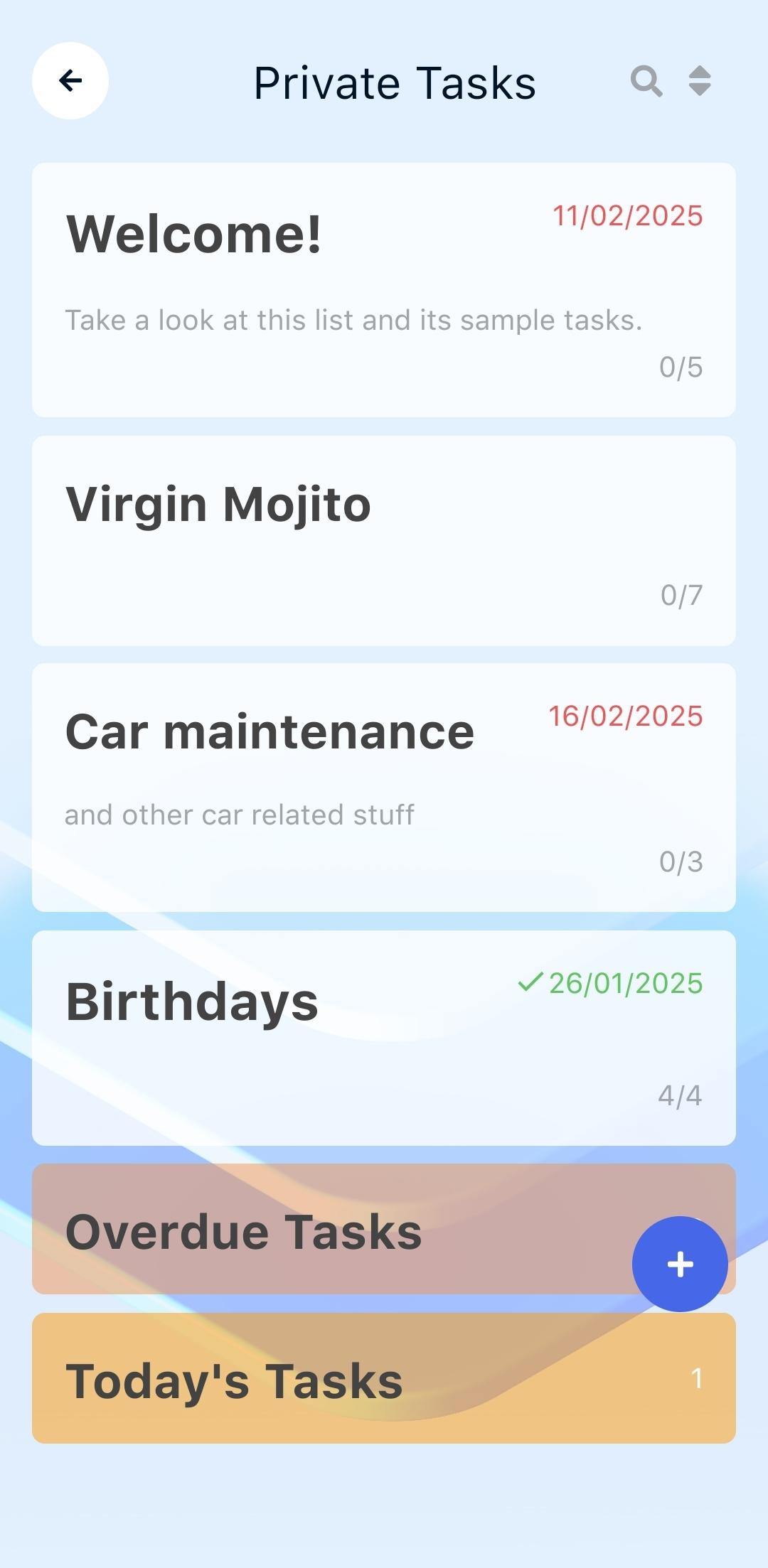 Private task list