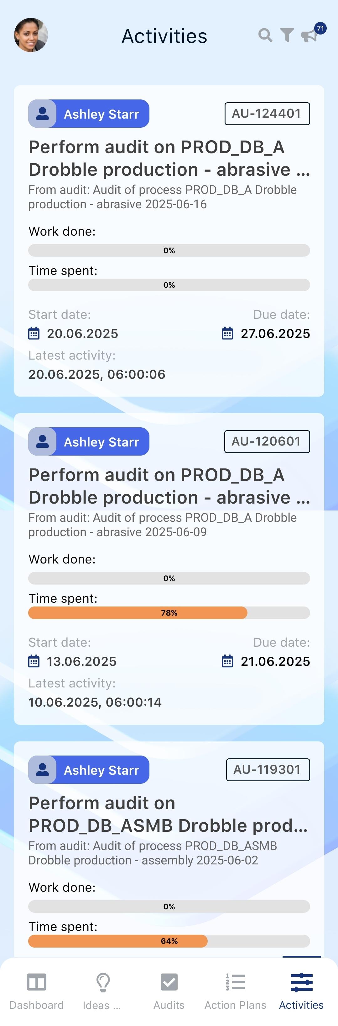 Activity list