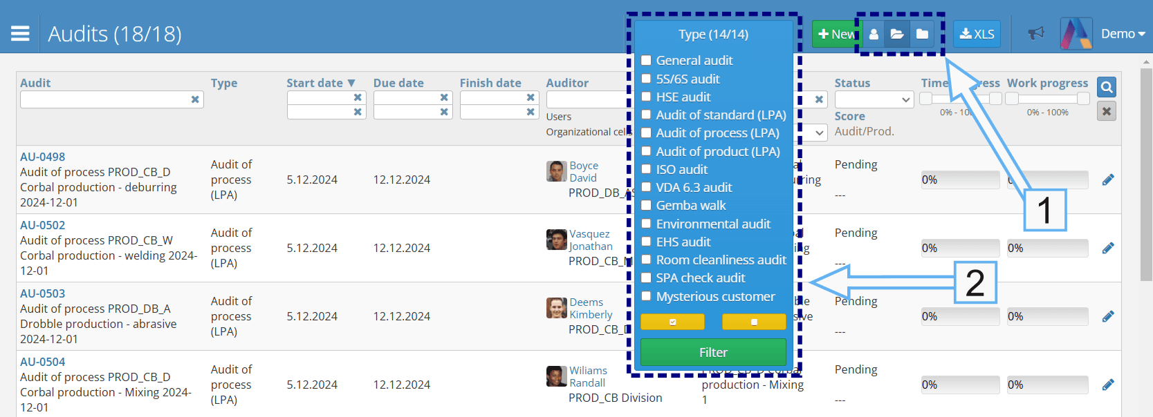 Audits list