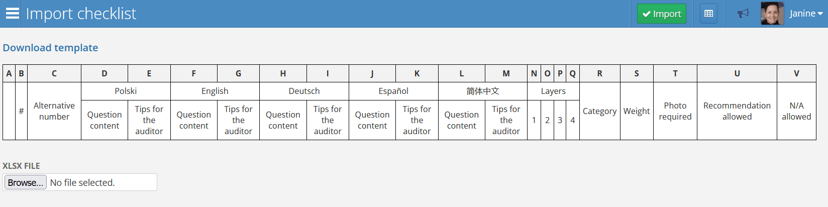 Checklist Import