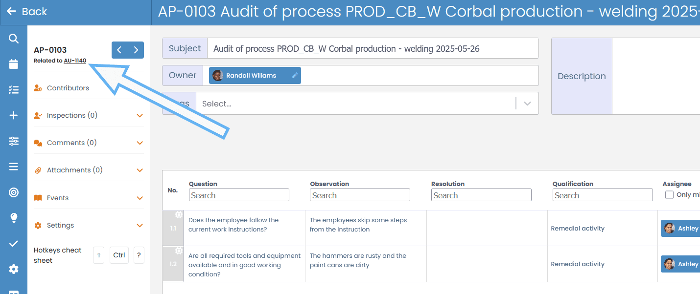 Navigate to audit
