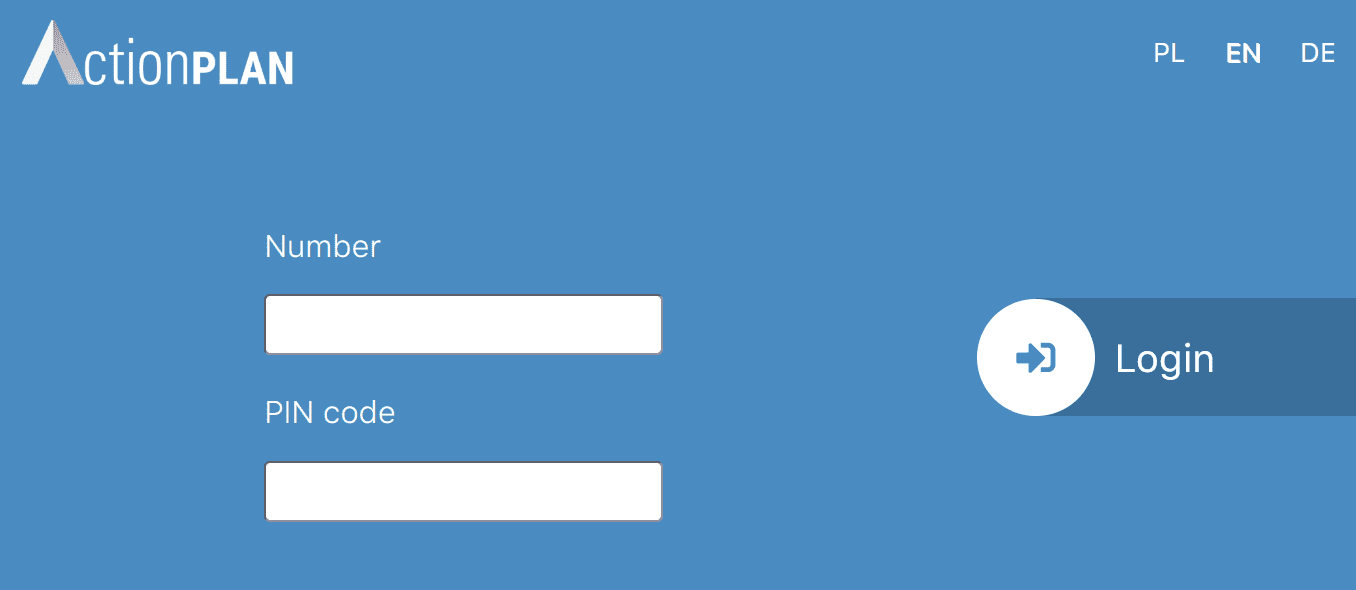 Login screen