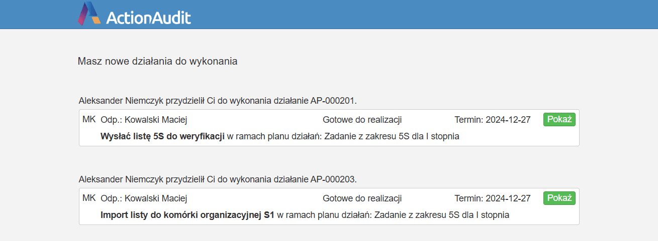 Powiadomienie email