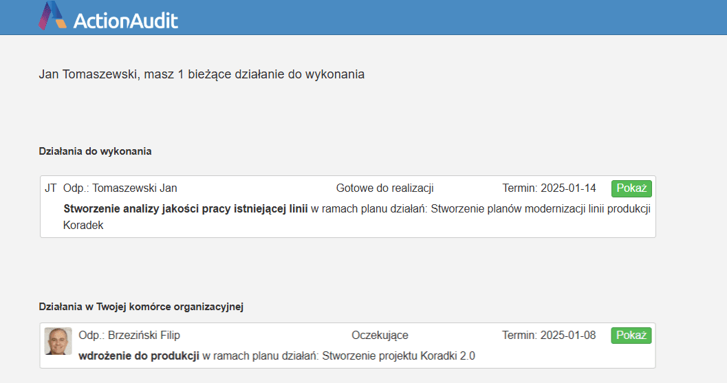 Raport email