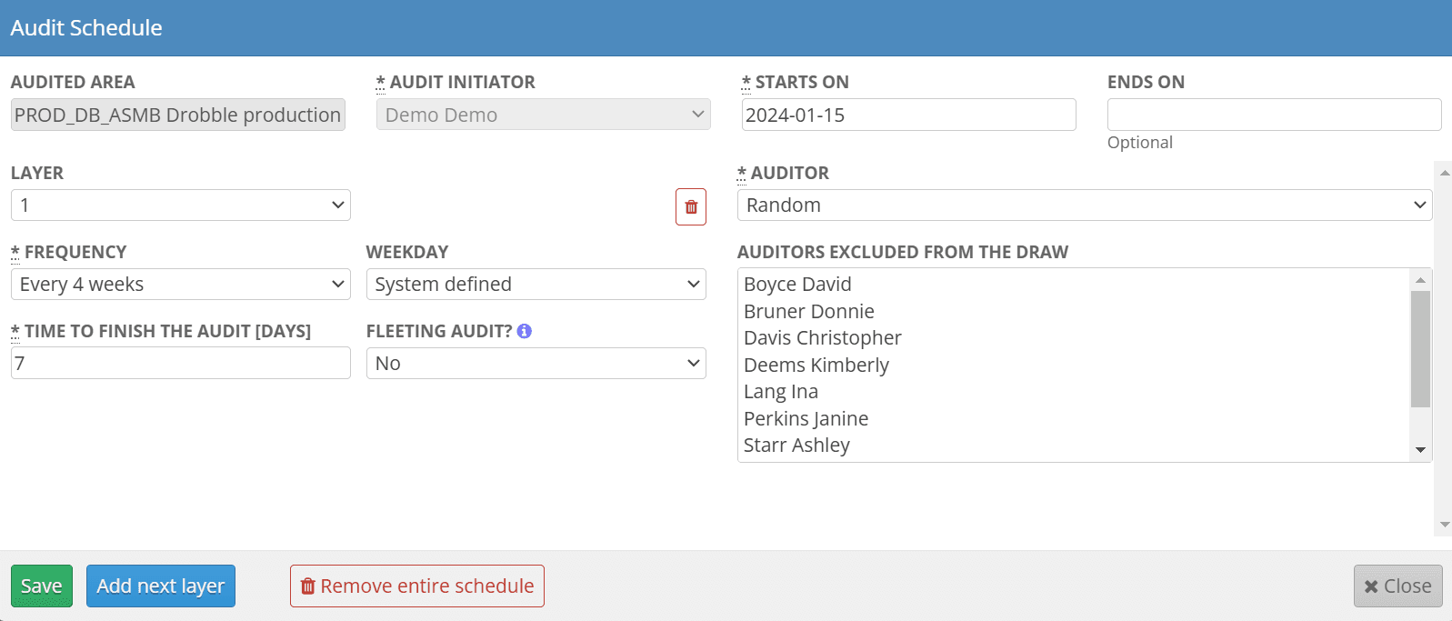 Schedule Creation Form