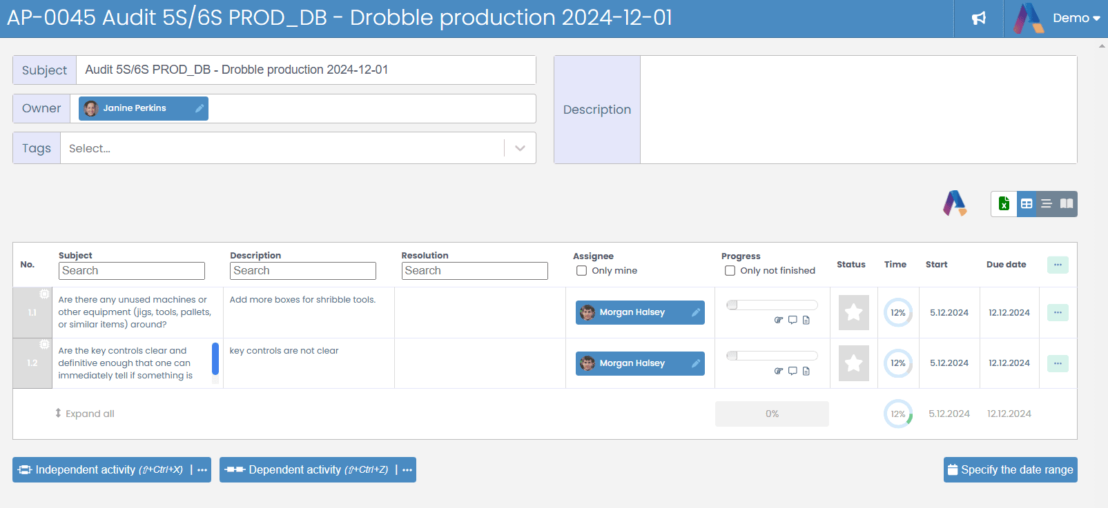 Automatic correction Action Plan