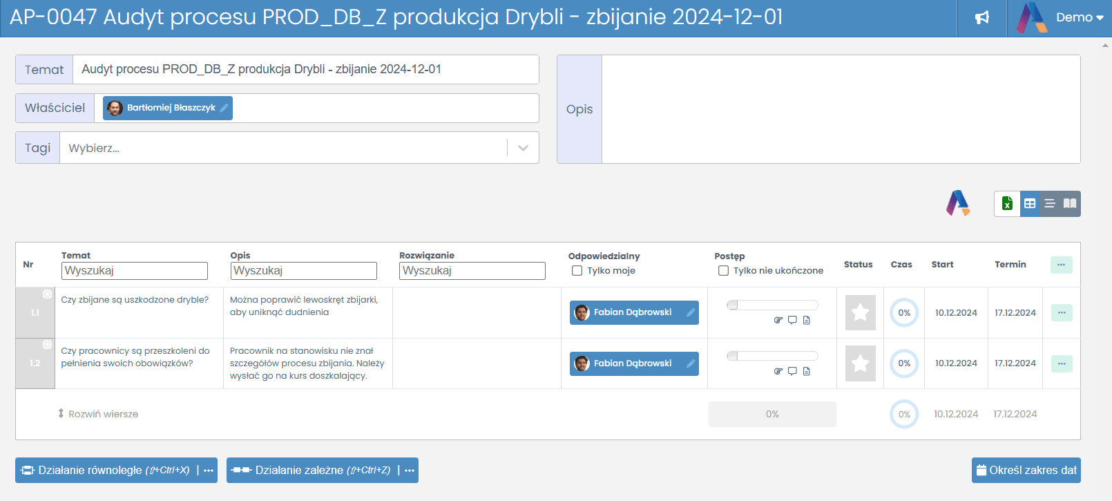 Automatyczny plan korekcyjny