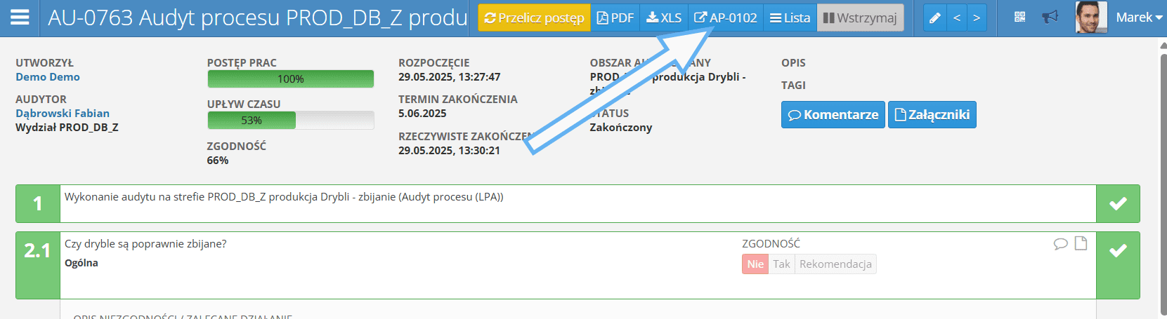 Przejście do działań korekcyjnych