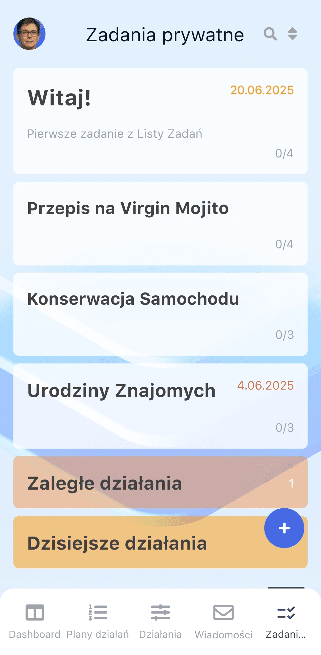 Lista działań