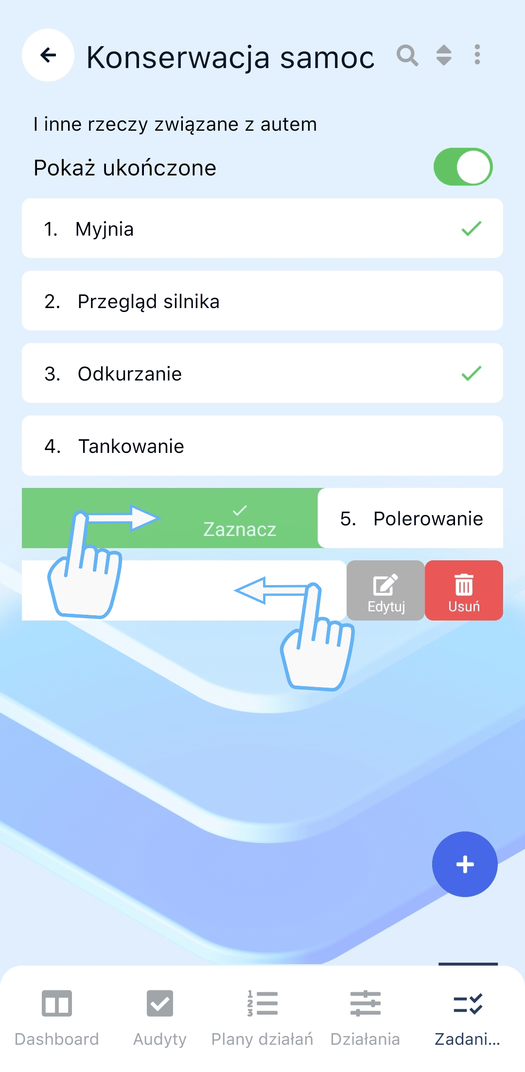 Lista działań