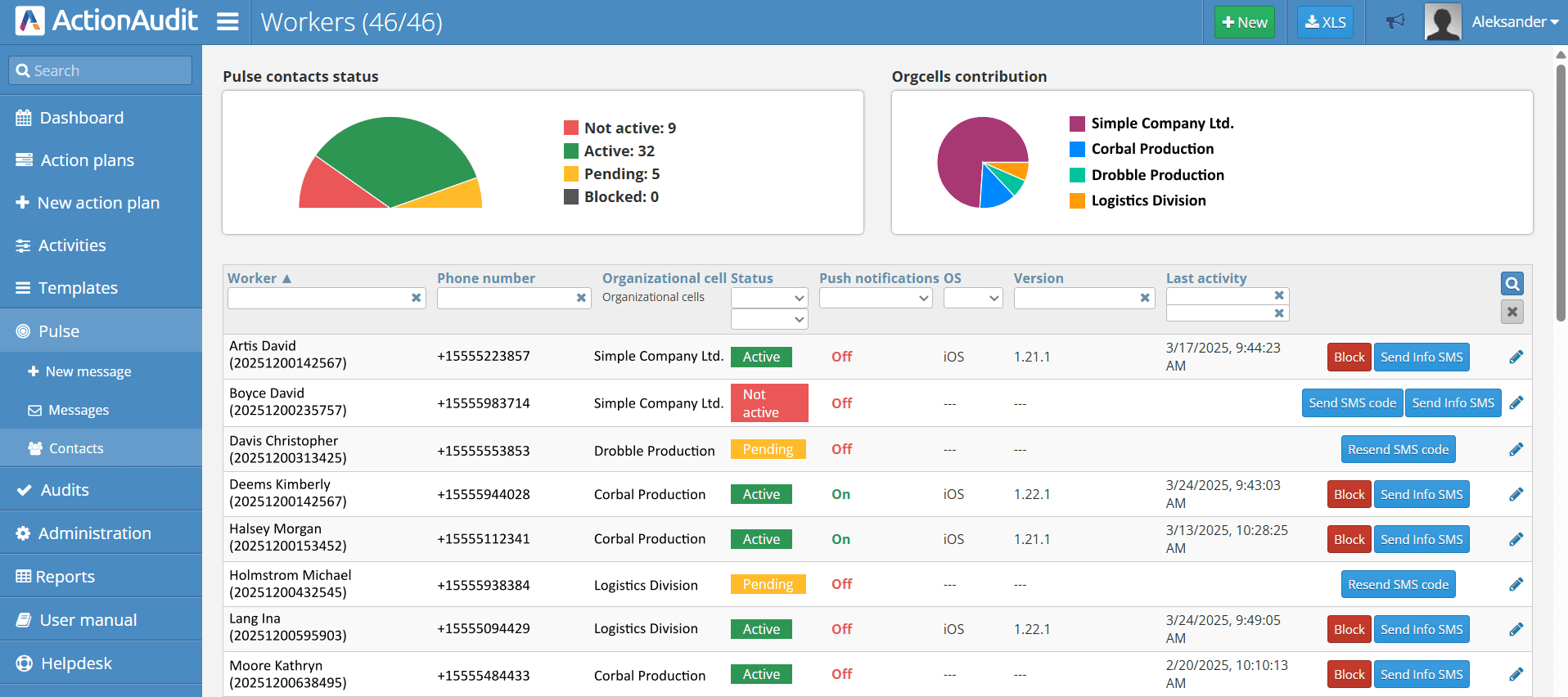 Contacts Section
