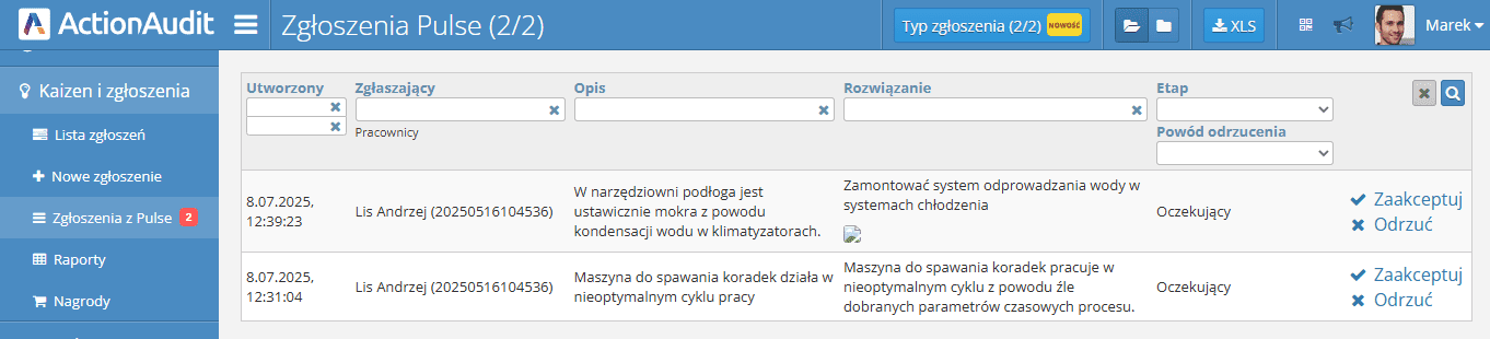 Zgłoszenia z Pulse