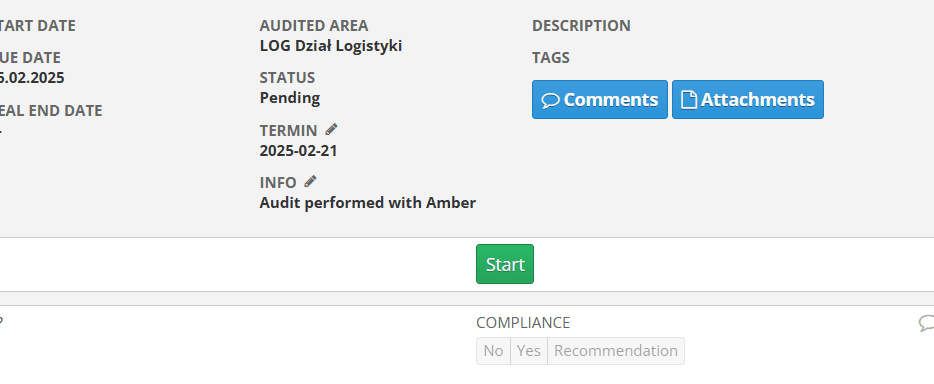 Parameters visible in audit