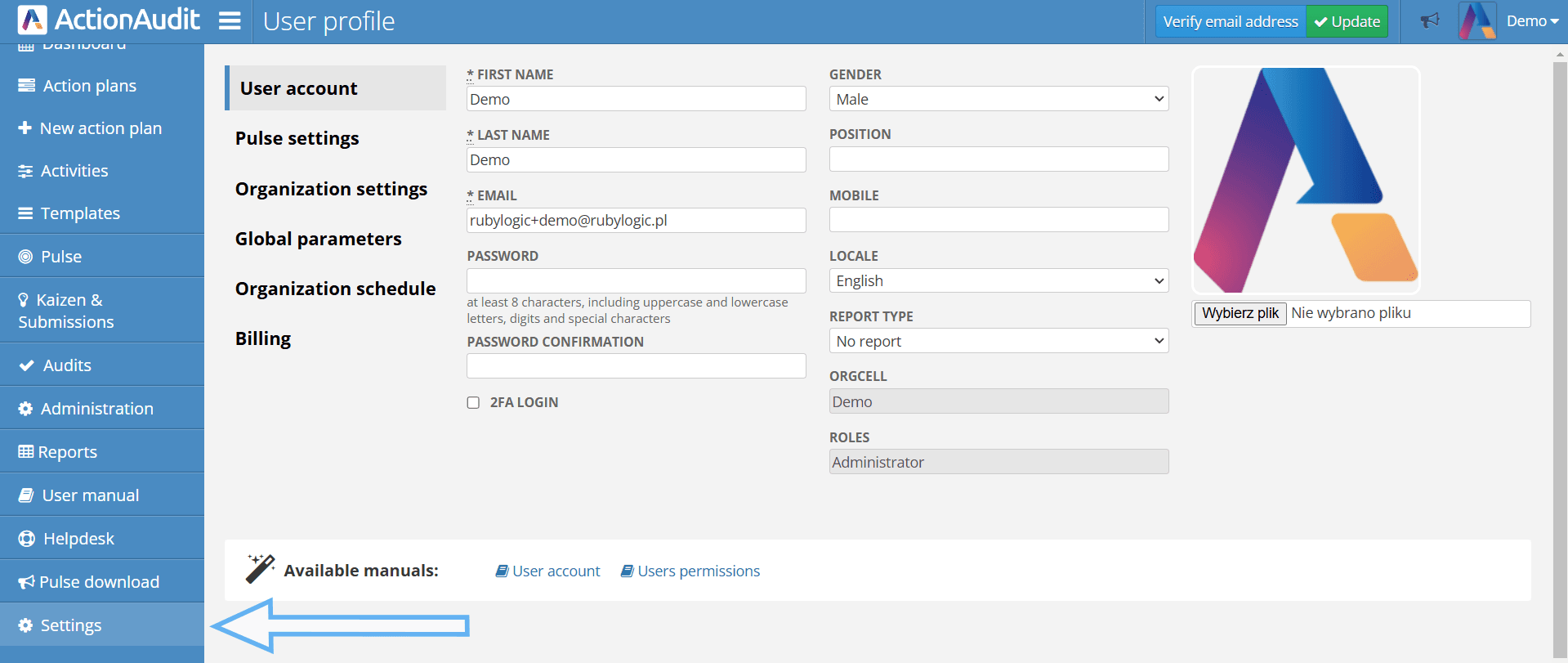 Settings Panel View