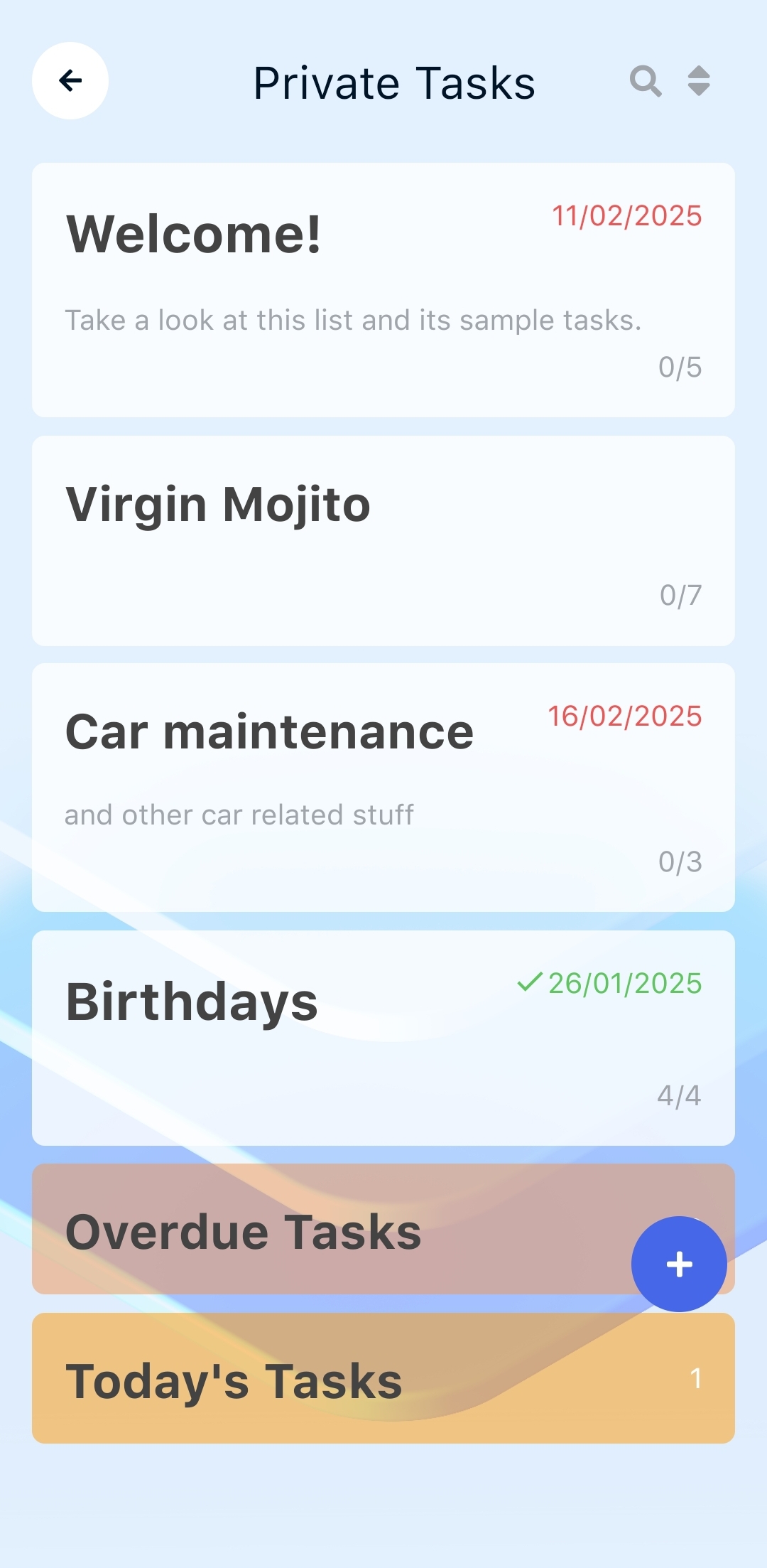 Private task list
