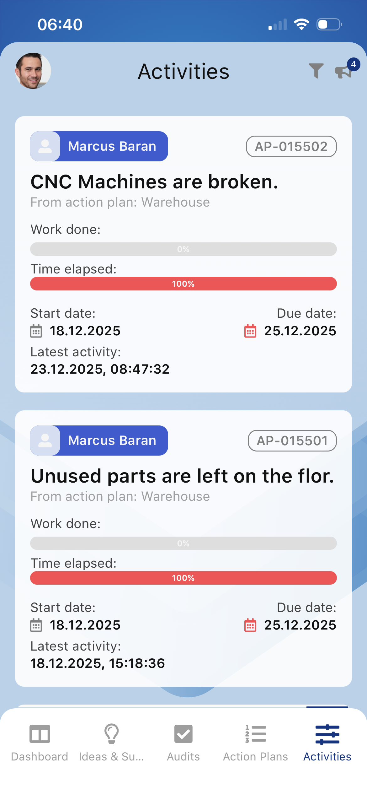 Activity list
