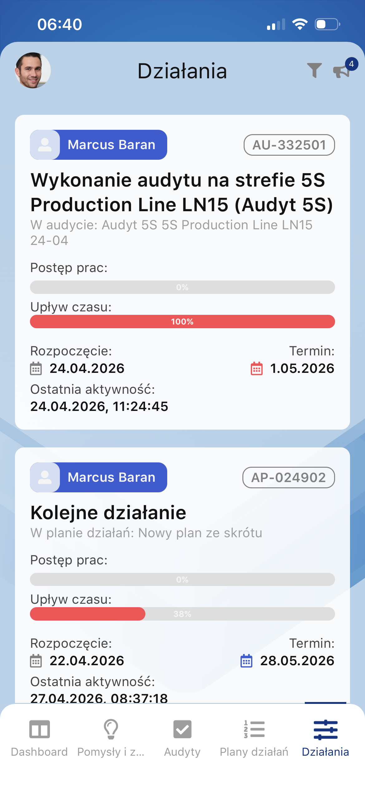 Lista działań