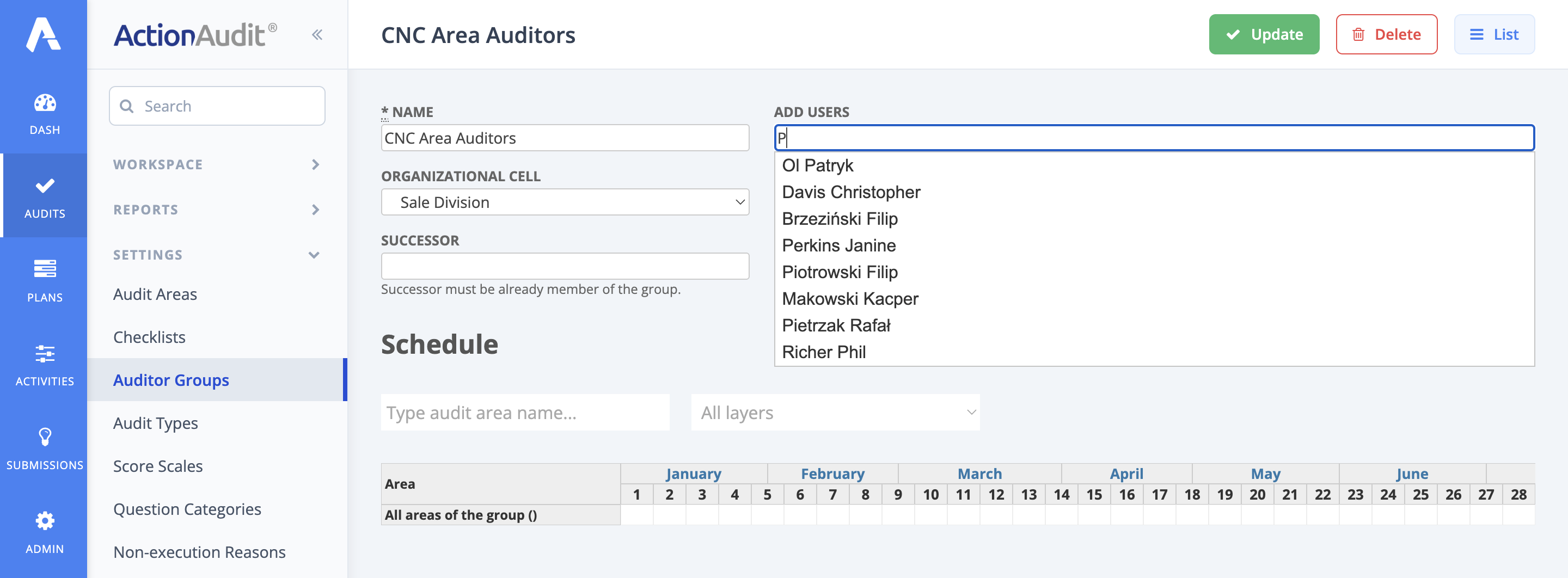 Adding Users to an Auditor Group