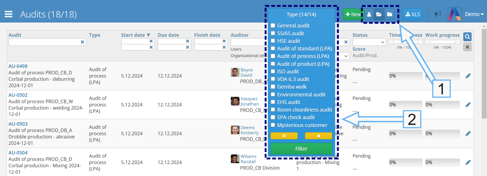 Audits list