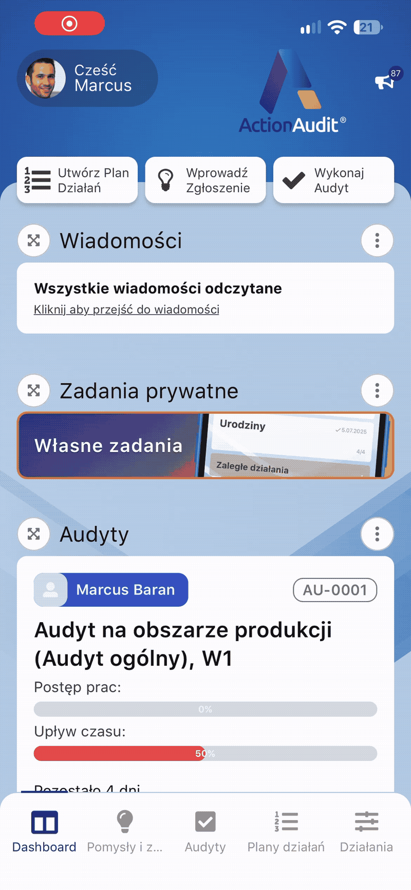 Personalizacja dashboardu