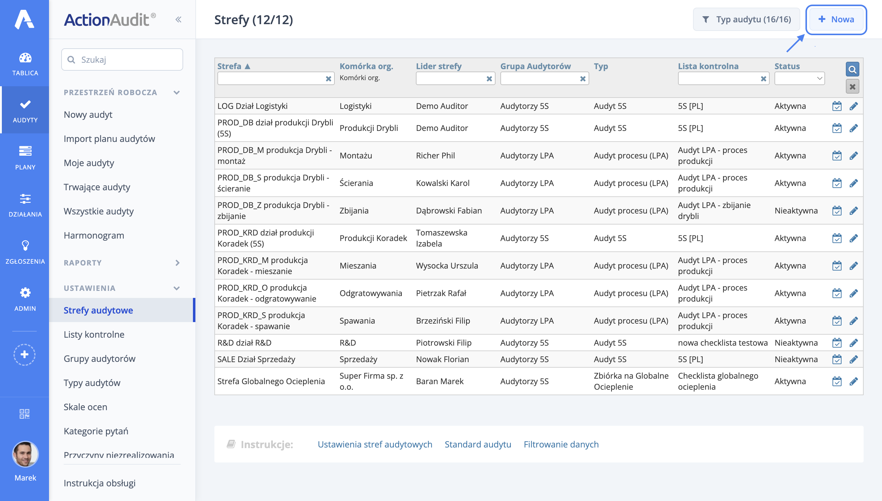 Tworzenie strefy audytowej
