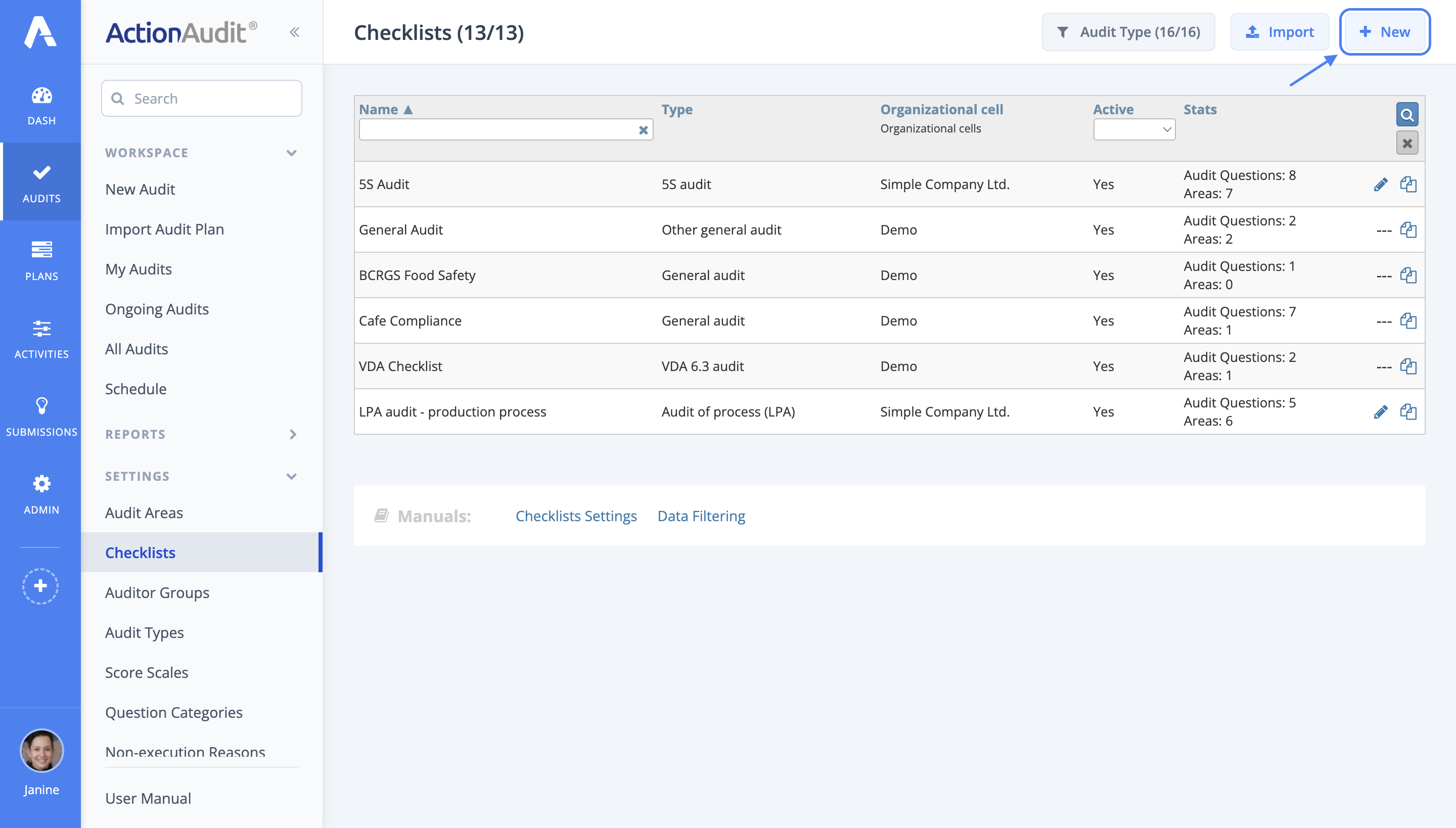 Creating a checklist