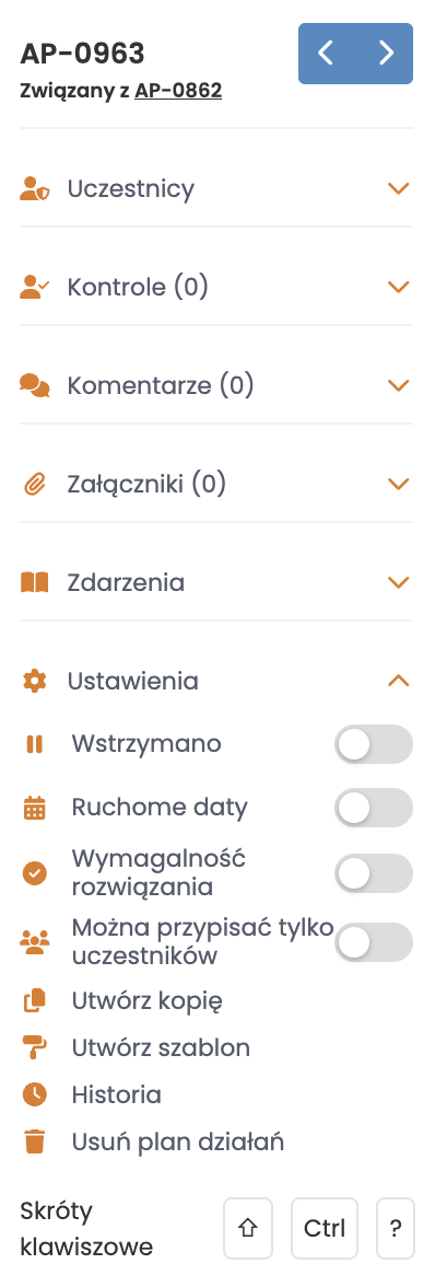 Biały pasek funkcji