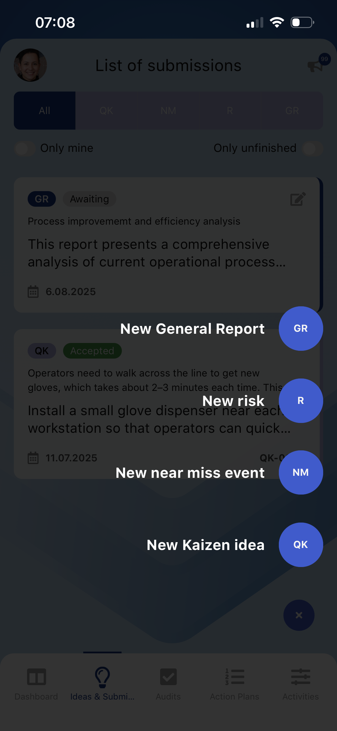 Adding a submission in Pulse app