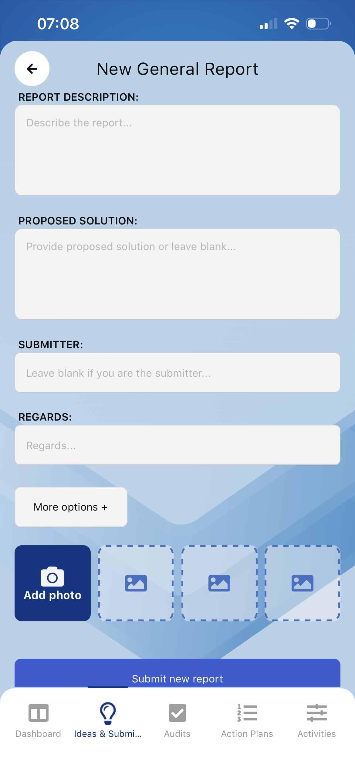 Submission form in Pulse app