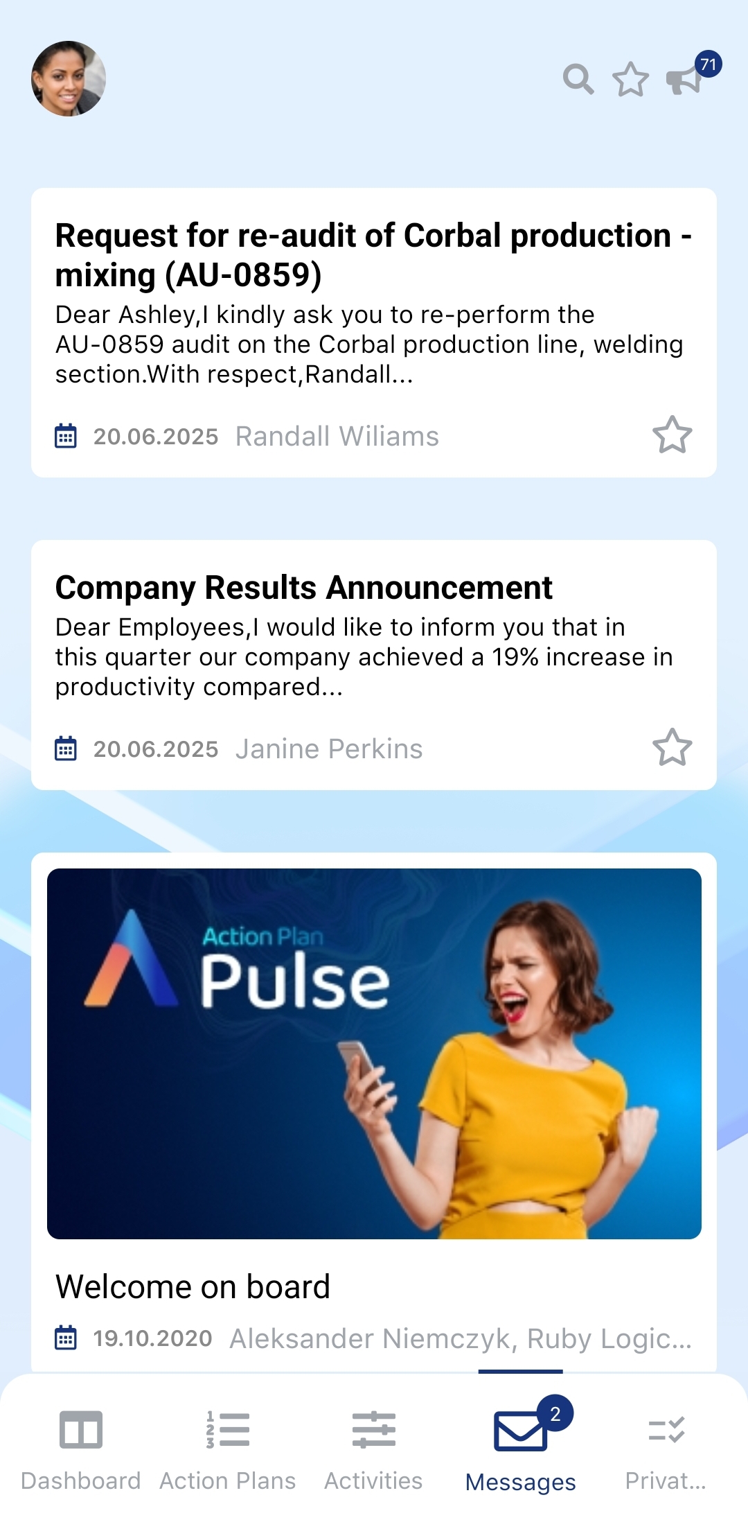 Message list