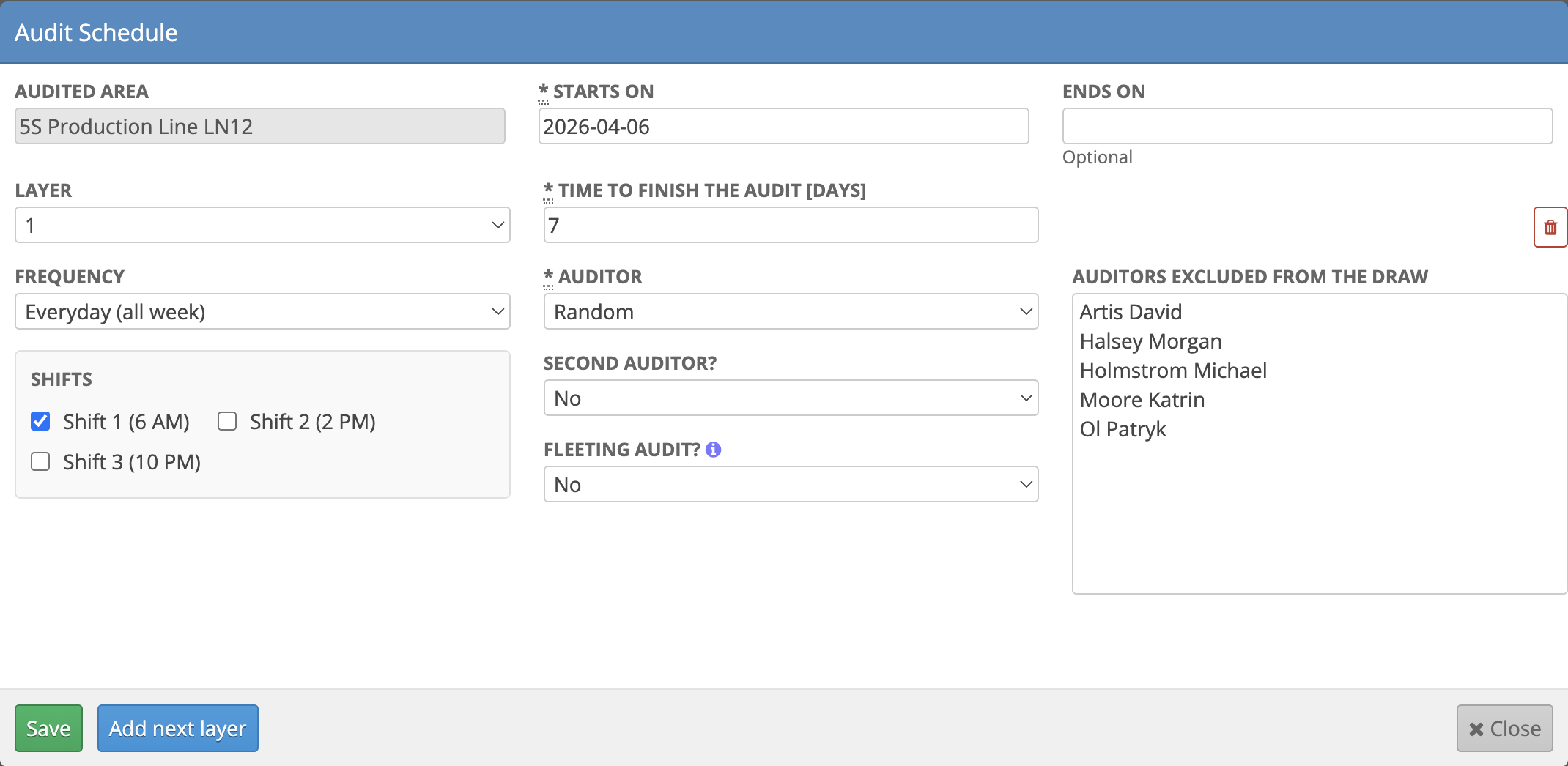 Schedule Creation Form