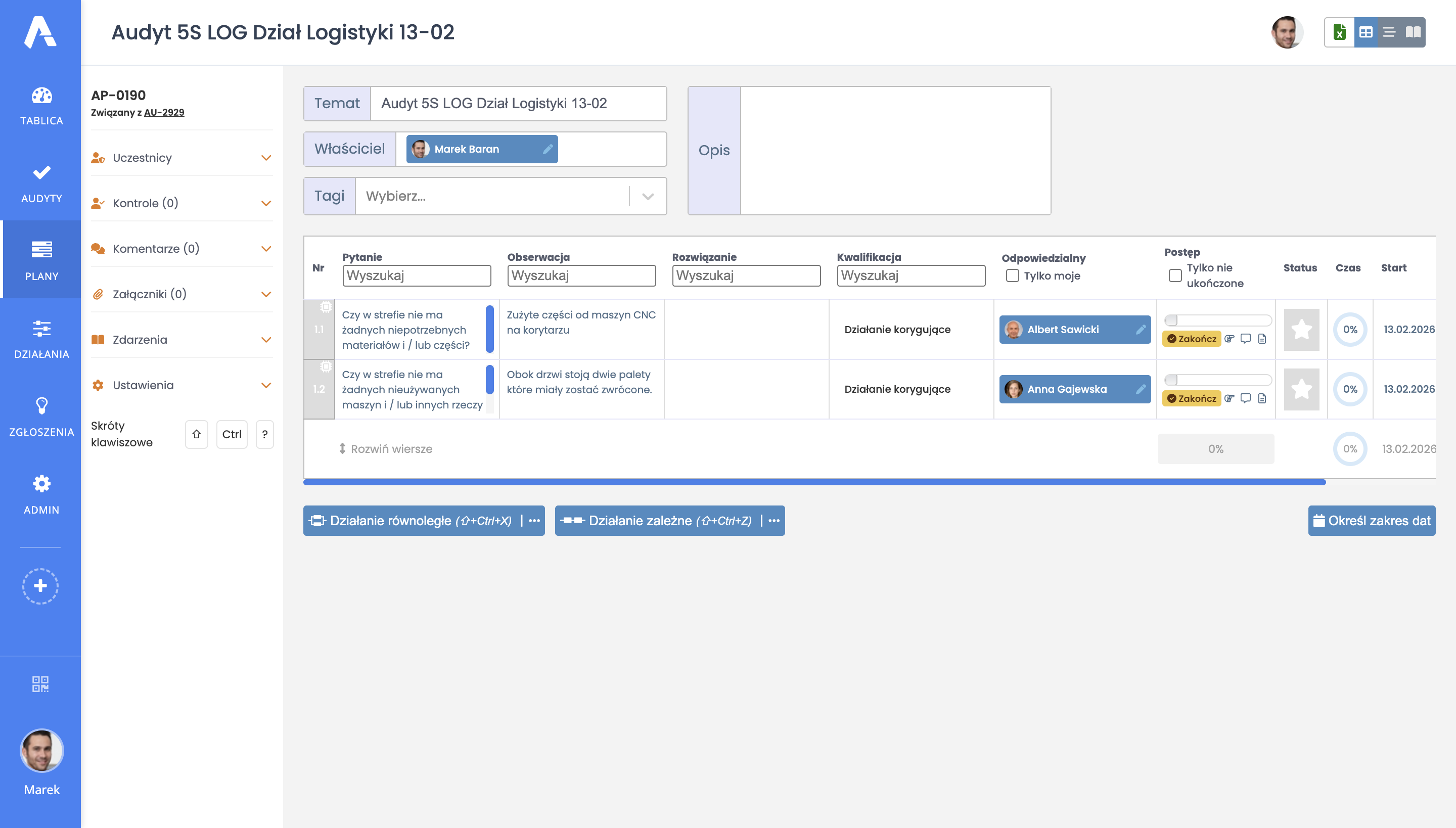 Automatyczny plan korekcyjny