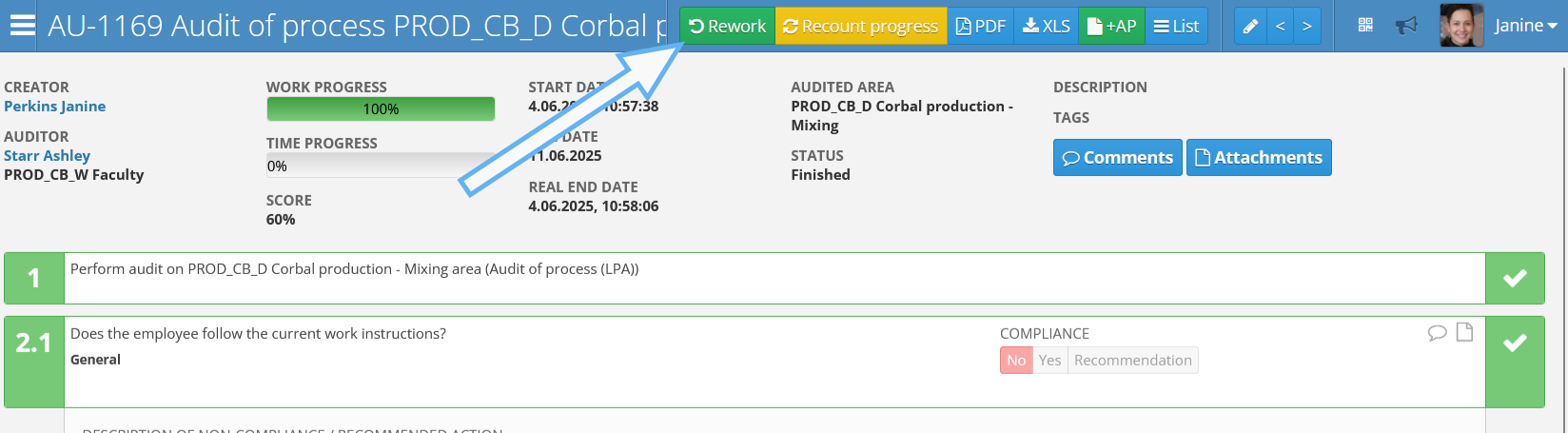 Rework audit